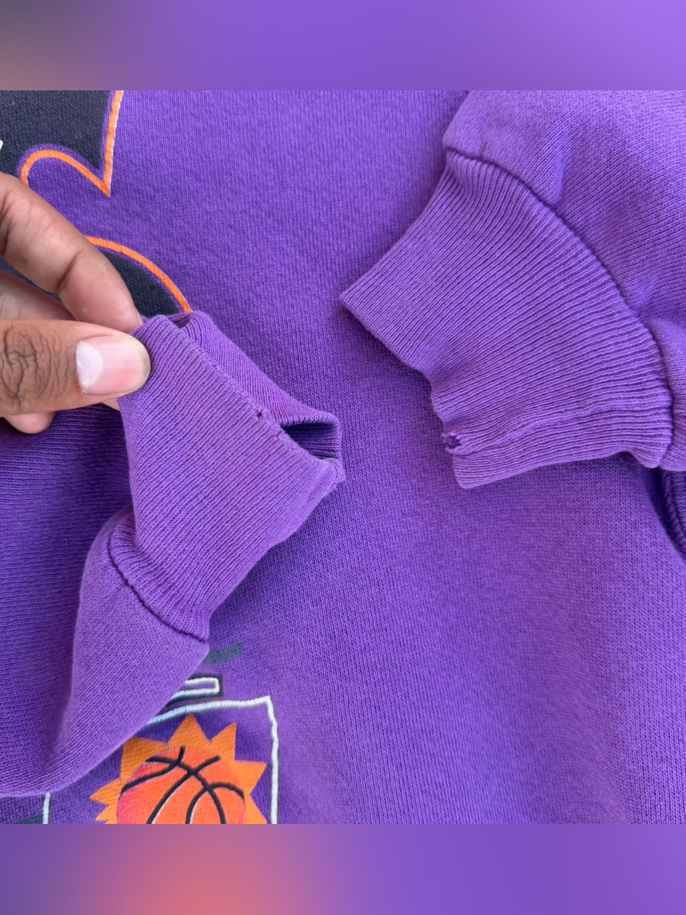 Vintage 90s Phoenix Suns Salem Sportswear Crewneck Sweatshirt Purple Size XL - Picture 5 of 7